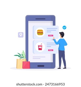 Online Food Order vector Illustration