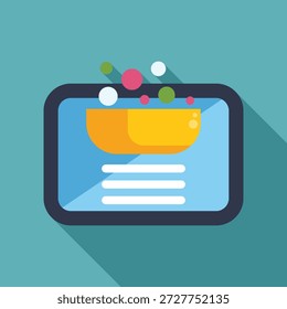 Online food ordering app displaying restaurant menu on smartphone screen, digital marketing concept