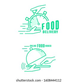 Online food ordering and delivery service symbol set. Vector illustration icon design style.