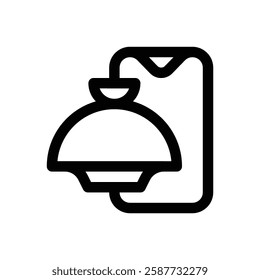 Online food ordering. Editable stroke vector icon.