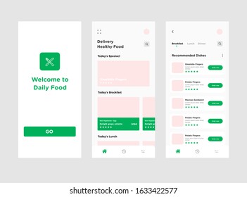 Online Food Ordering Mobile App Design, UI, UX, Minimal Application. UI Design Template. Interface