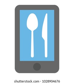 
Online food service, mobile app flat icon
