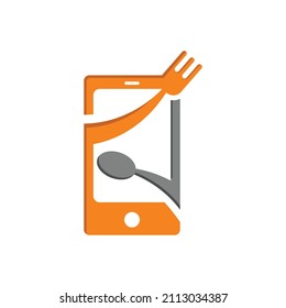 Online Food or smart apps online food flat design vector. Logo for smart mobile application food order and delevery services