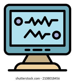 Online foreign language teacher icon. Outline of online foreign language teacher vector icon thin line color flat isolated