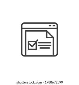 Online form survey line icon. linear style sign for mobile concept and web design. Website vote document outline vector icon. Symbol, logo illustration. Vector graphics