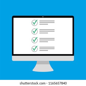 Online form survey on pc computer vector illustration