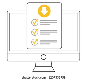 Online form survey on pc computer vector illustration