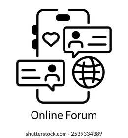 Icono de foro en línea en estilo lineal