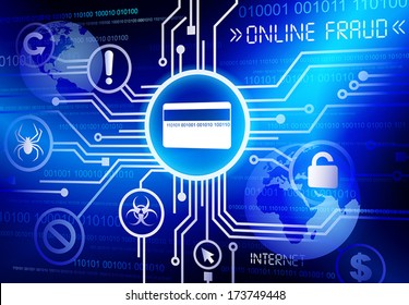 Online Fraud Credit Card Vector.