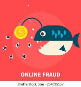 Online fraud - isolated flat vector illustration.