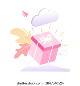 Online free delivery concept. Fast respond delivery package shipping for mobile application and website concept. Online order tracking with map and air plane. Flat style vector illustration. 