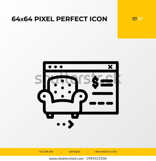 Online Furniture shop icon.E-commerce\
Related Vector Line Icons.64x64 pixel perfect\
icons