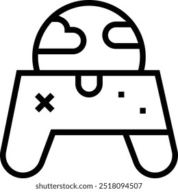 Icono de juego en línea. Diseño de estilo lineal delgado aislado sobre fondo blanco
