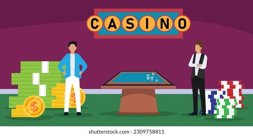 Online Gambling Internet Casino 2d vector illustration concept for banner, website, illustration, landing page, flyer, etc.