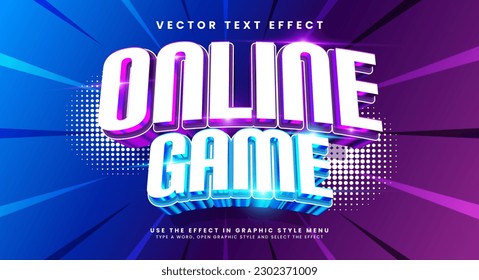 Efecto de estilo de texto vectorial 3d editable de juego en línea. Efecto de texto vectorial con concepto de lujo.