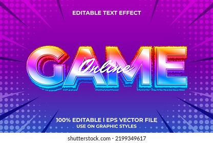 online game 3d text effect with glow theme. stylishtypography template for games