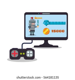 online game computer controller score knight play vector illustration