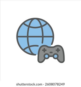 Online Game filled outline icon. gaming color line illustration.