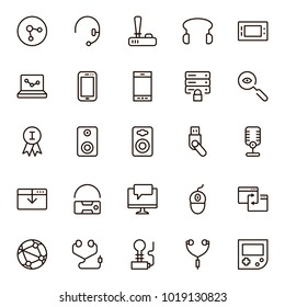 Online game icon set. Collection of high quality black outline logo for web site design and mobile apps. Vector illustration on a white background.