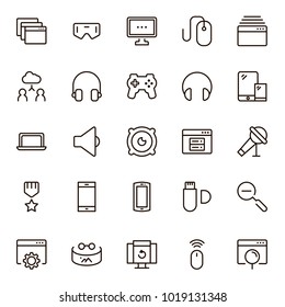 Online game icon set. Collection of high quality black outline logo for web site design and mobile apps. Vector illustration on a white background.