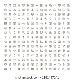 Online game icon set. Collection of high quality black outline logo for web site design and mobile apps. Vector illustration on a white background.