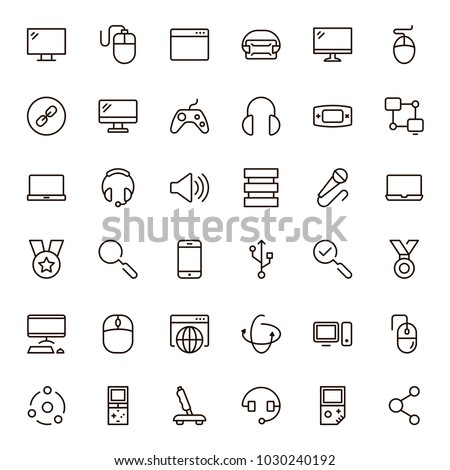 Online game icon set. Collection of high quality black outline logo for web site design and mobile apps. Vector illustration on a white background.