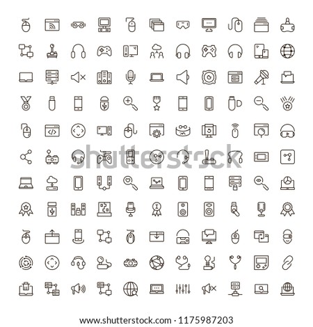 Online game icon set. Collection of high quality black outline logo for web site design and mobile apps. Vector illustration on a white background.