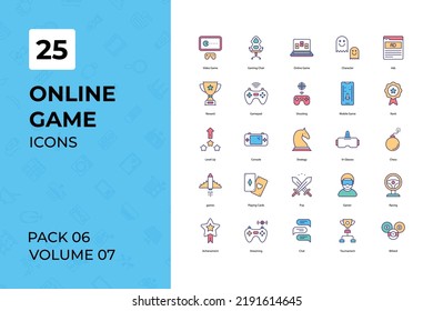 Online Game icons collection. Set contains such Icons as joystick, marketing, mascot, mobile, and more