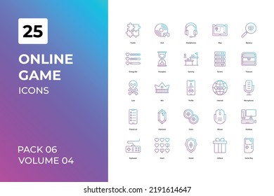 Online Game icons collection. Set contains such Icons as joystick, marketing, mascot, mobile, and more