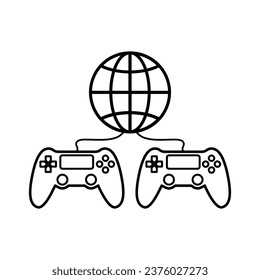 Icono de conexión a Internet de juegos en línea. Icono para conectarse a un juego en línea con dos jugadores. Un símbolo que indica una conexión a Internet. Icono para conexión de juegos en línea. ilustración vectorial