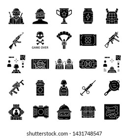 Online Game Inventory Glyph Icons Set Stock Vector (Royalty Free ...