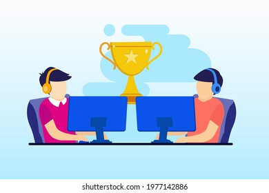 Online game tournament illustration flat vector template