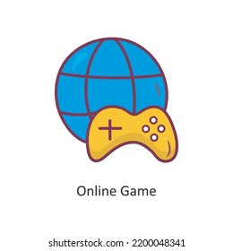 Ilustración de diseño de iconos rellenados por vector de juego en línea. Símbolo de juego en el fondo blanco Archivo EPS 10