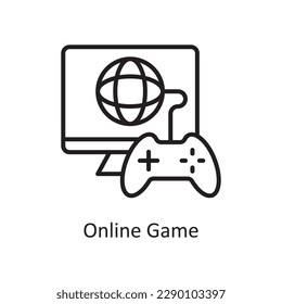 Online Game Vector Outline Symbol Design Illustration. Gaming-Symbol auf weißem Hintergrund EPS10-Datei