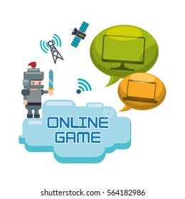online games character concept bubble speech technology satellite vector illustration eps 10