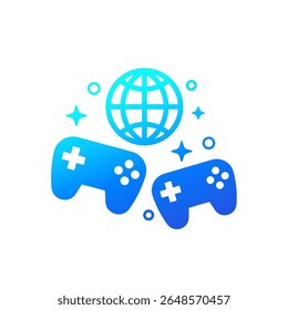 online games icon with gamepads and globe