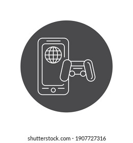 Aplicación móvil de juegos en línea en icono de glifo negro de smartphone. Pictograma para página web, aplicación móvil, promoción. elemento de diseño de interfaz gráfica de usuario (GUI) de UI UX.
