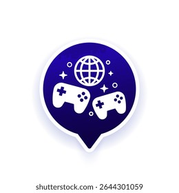 jogos online vetor ícone com gamepads e globo
