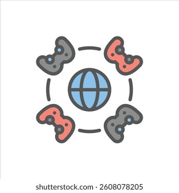 Online Gaming filled outline icon. gaming color line illustration.
