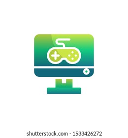 Online gaming flat icon, vector sign, Computer game controller colorful pictogram isolated on white. Symbol, logo illustration. Flat style design