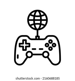 Online Gaming Icon. Line Art Style Design Isolated On White Background