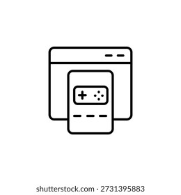 Online Gaming Platform Outline Icon Showing Web Browser With Handheld Console