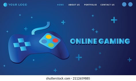 Online Gaming website UI landing page vector illustration template