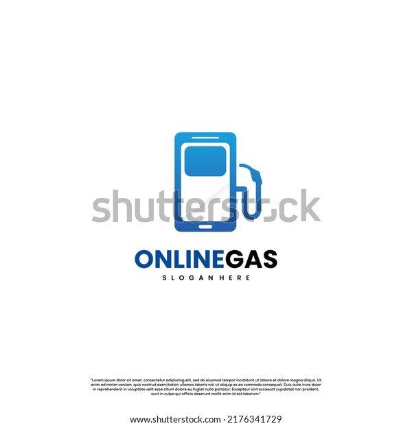 online gas logo design on\
isolated background, gas pump combine with smartphone logo modern\
concept