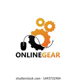 Online Gear Logo Template Design Vector, Emblem, Design Concept, Creative Symbol, Icon