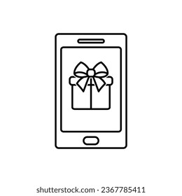 online gift delibery vector mobile phone with gift concept icon  smart device