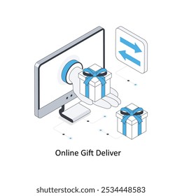 Online Gift Deliver isometric stock illustration. EPS File stock illustration
