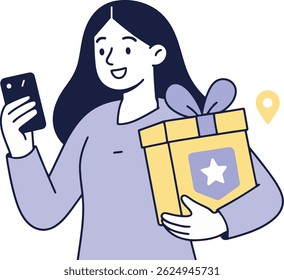 Online-Geschenkidee, Vektorgrafik auf weißem Hintergrund