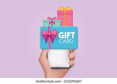 Online gift fard purchase 3d vector concept.