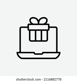  icono de regalo en línea, icono de contorno de ecommerce aislado en fondo gris claro, perfecto para sitio web, blog, logotipo, diseño gráfico, medios sociales, interfaz de usuario, aplicación móvil, ilustración de vector EPS 10